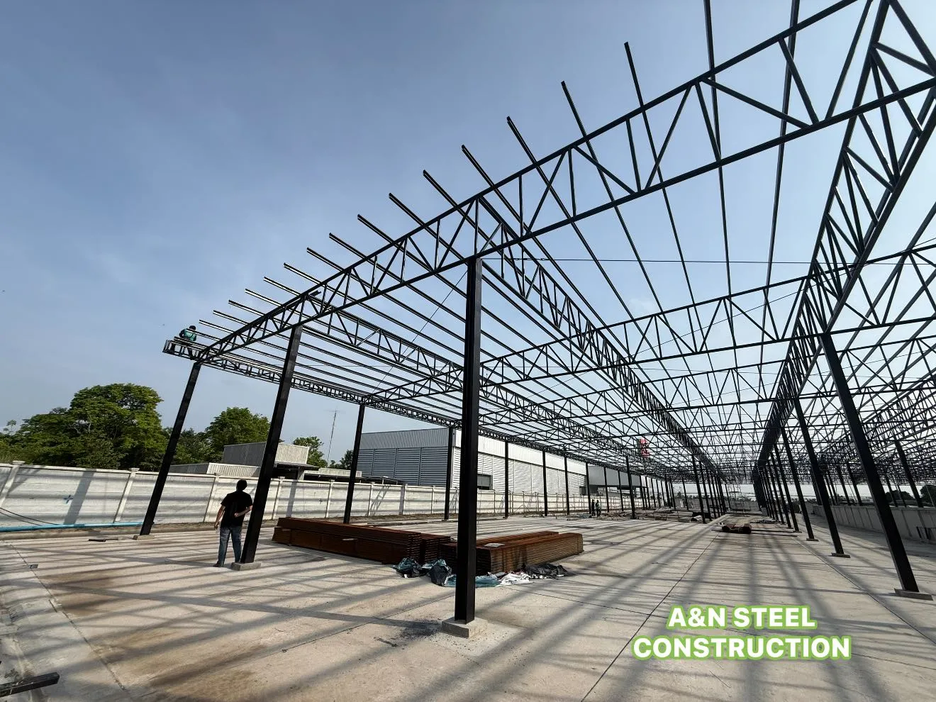 Large steel roof truss installed by A & N Steel Construction